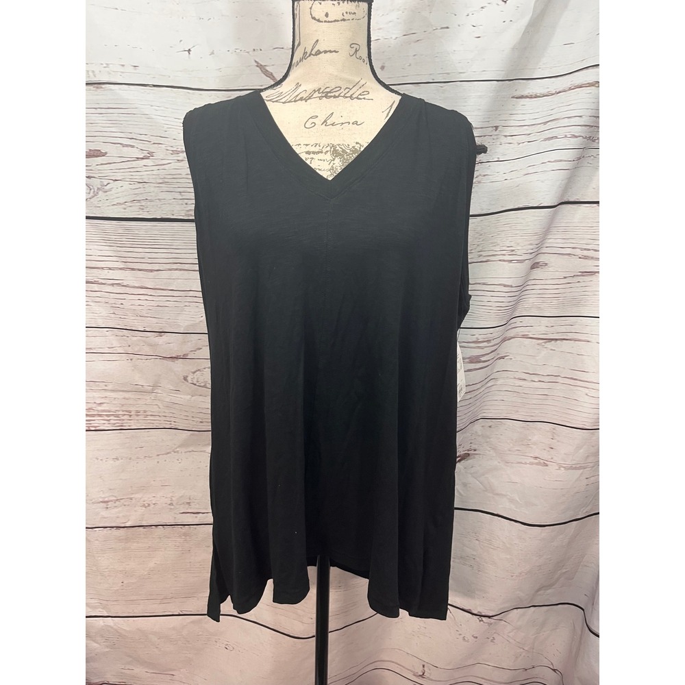 Sonoma Goods For Life Womens XXL Black Relaxed V Neck Tank Top WS23K135RS NWT